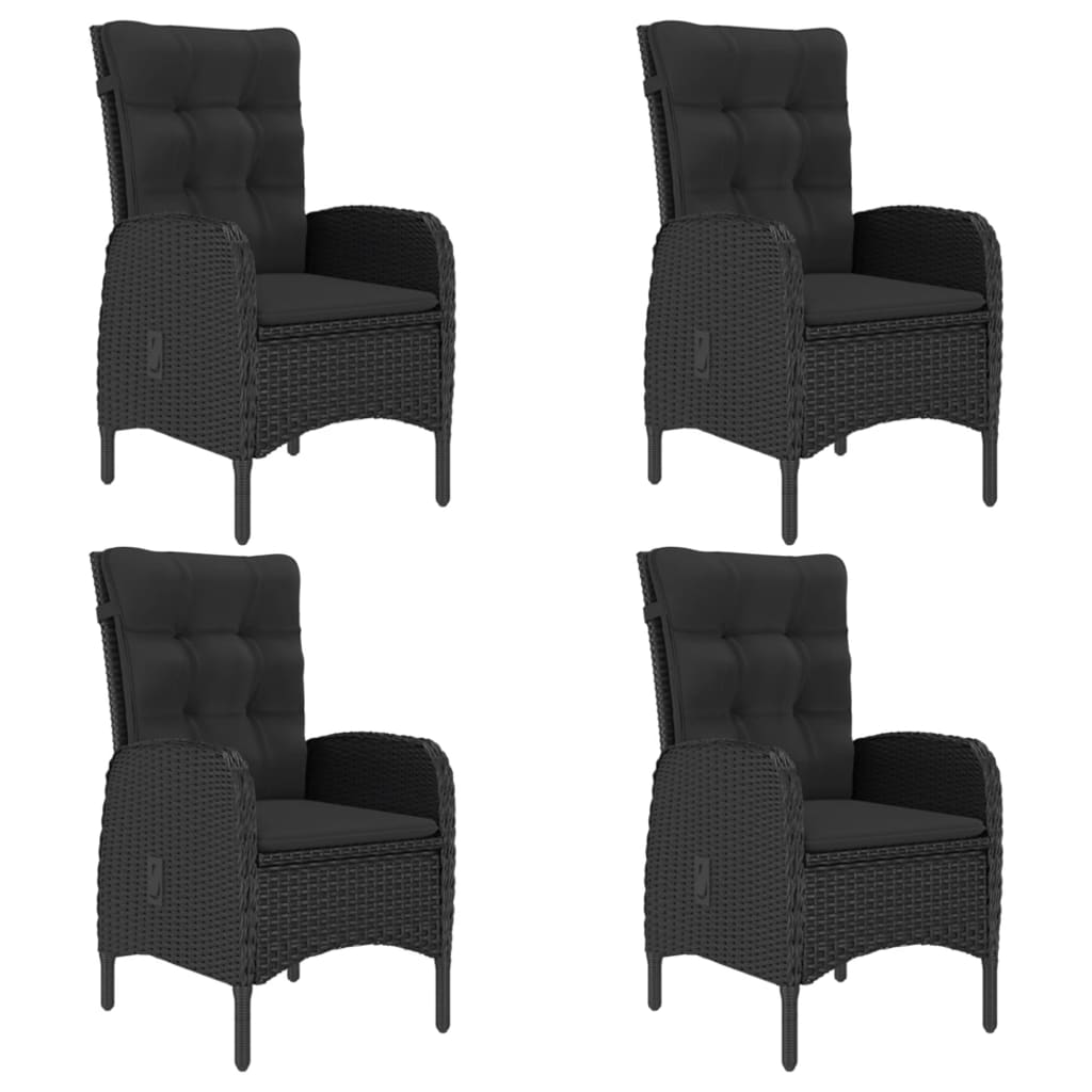 vidaXL Σετ Τραπεζαρίας Κήπου 5 τεμ. Μαύρο Συνθετικό Ρατάν & Γυαλί