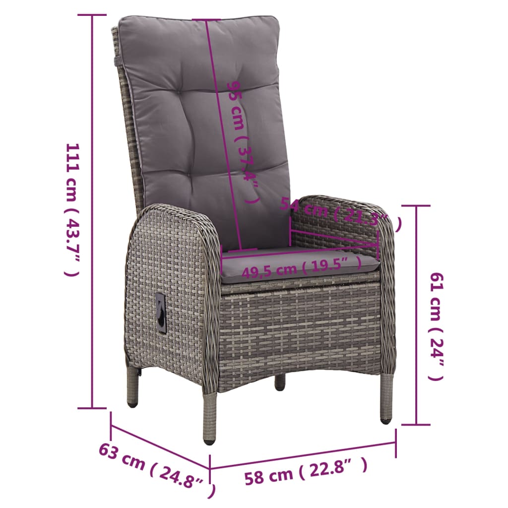 vidaXL Σετ Επίπλων Bistro Κήπου 3 τεμ. Γκρι από Συνθετικό Ρατάν