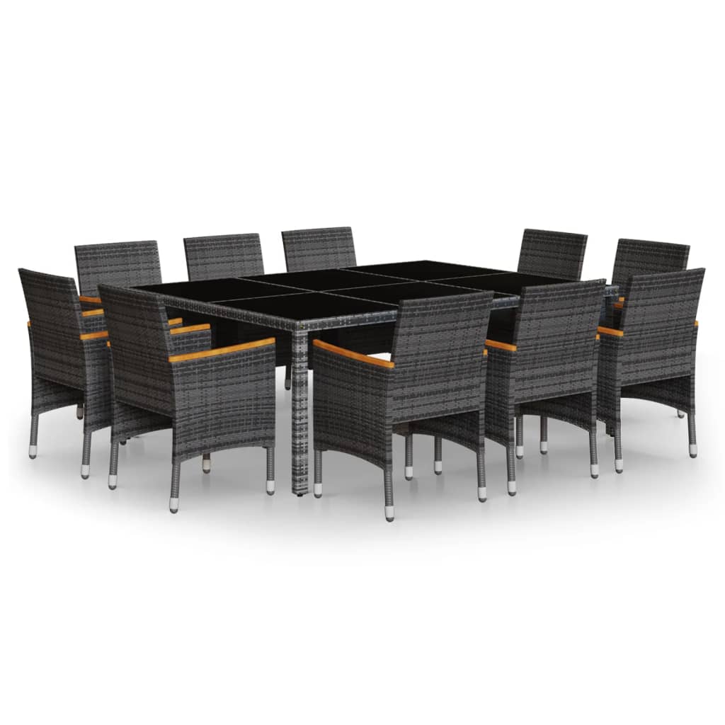 vidaXL Σετ Τραπεζαρίας Κήπου 11 Τεμαχίων Γκρι από Συνθετικό Ρατάν