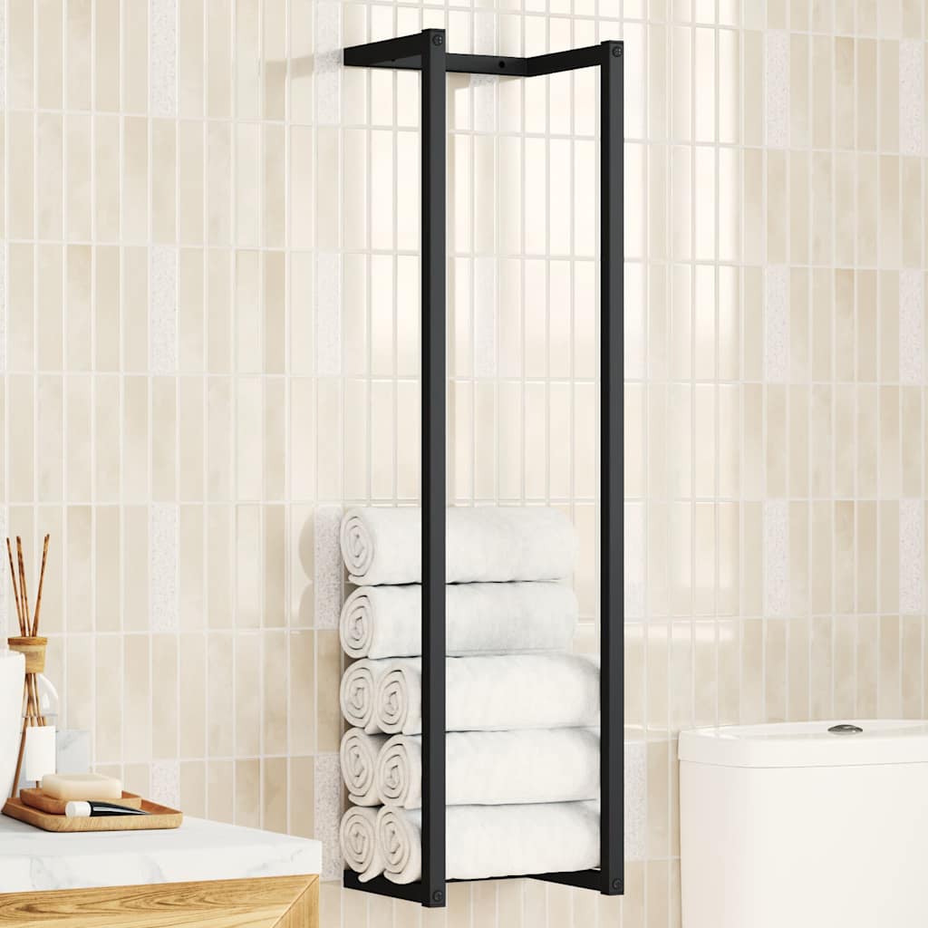 vidaXL Βάση για Πετσέτες Επιτοίχια Μαύρη 25 x 20 x 95 εκ. Σιδερένια
