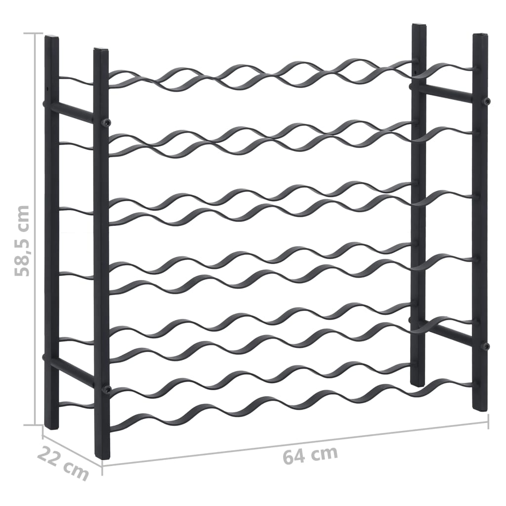 vidaXL Κάβα / Ραφιέρα Κρασιών για 36 Μπουκάλια Μαύρη Σιδερένια