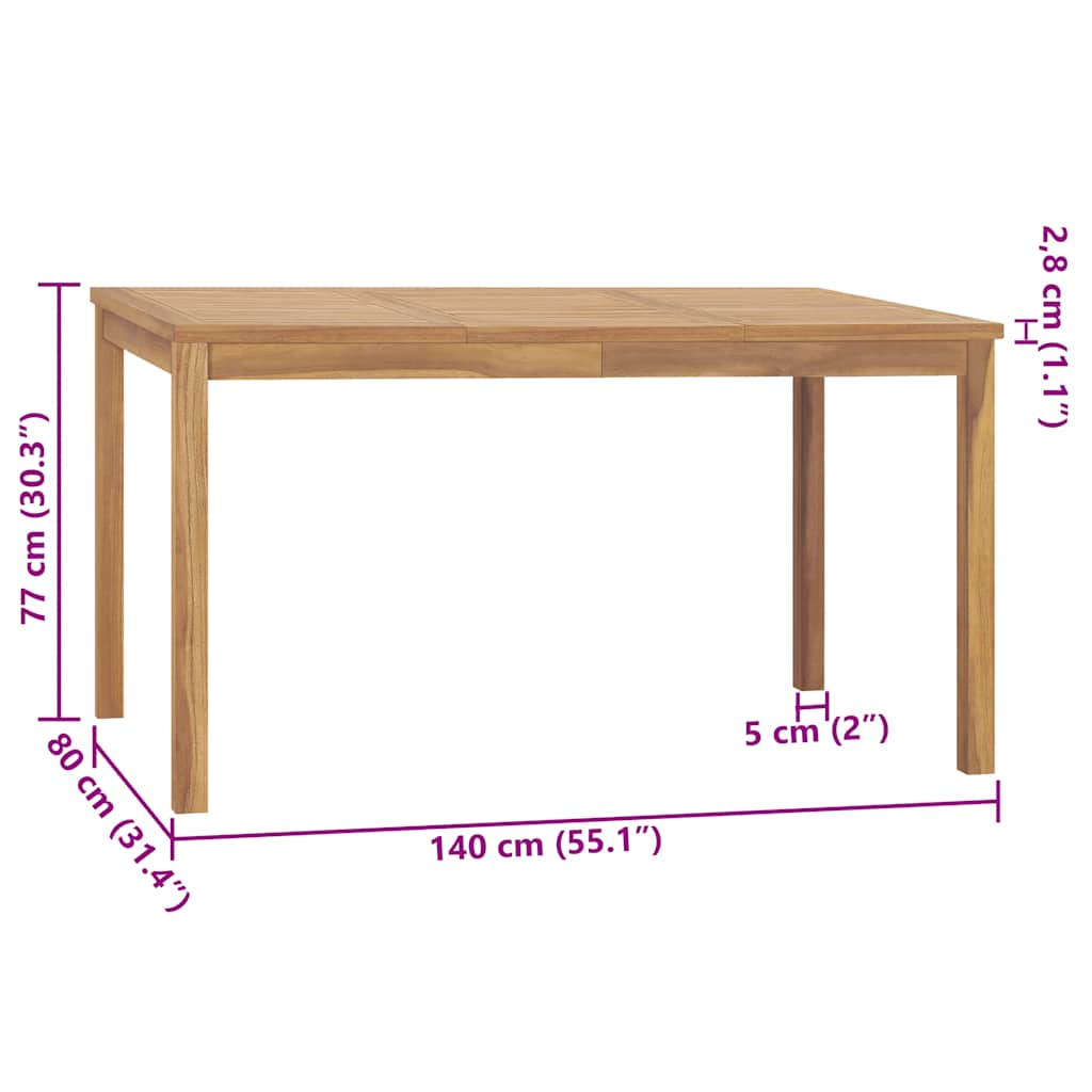 vidaXL Τραπεζαρία Κήπου 140 x 80 x 77 εκ. από Μασίφ Ξύλο Teak