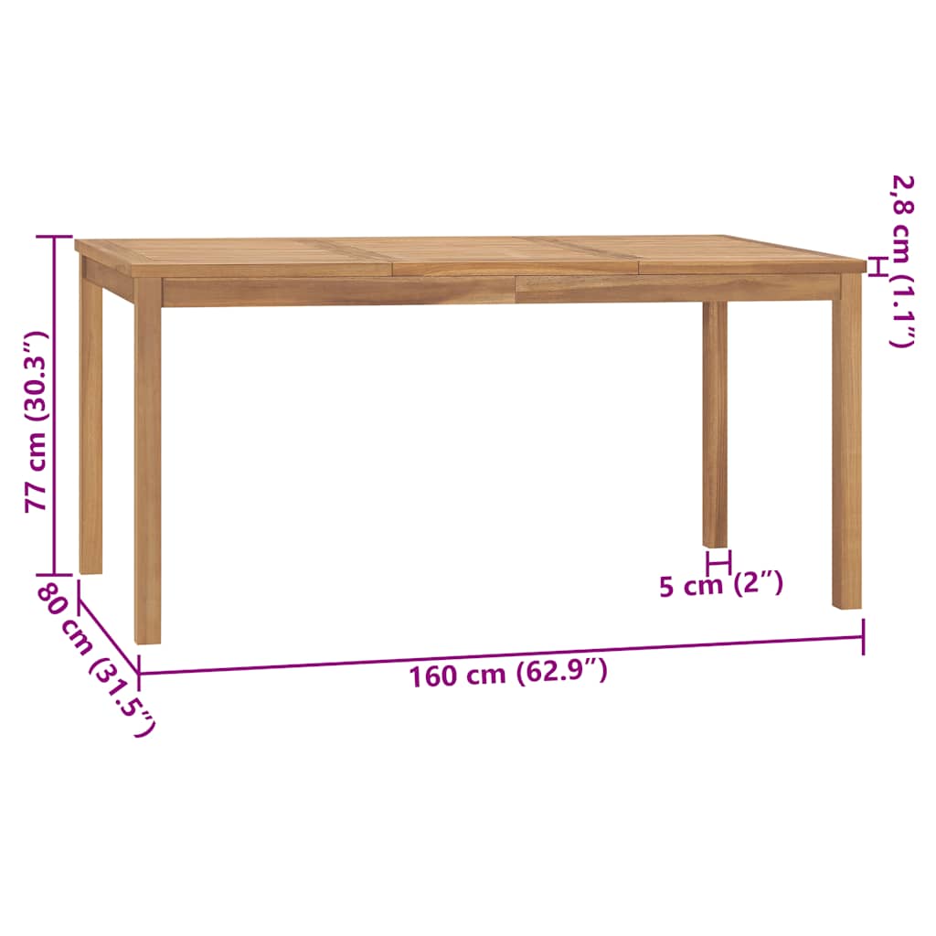 vidaXL Τραπεζαρία Κήπου 160 x 80 x 77 εκ. από Μασίφ Ξύλο Teak
