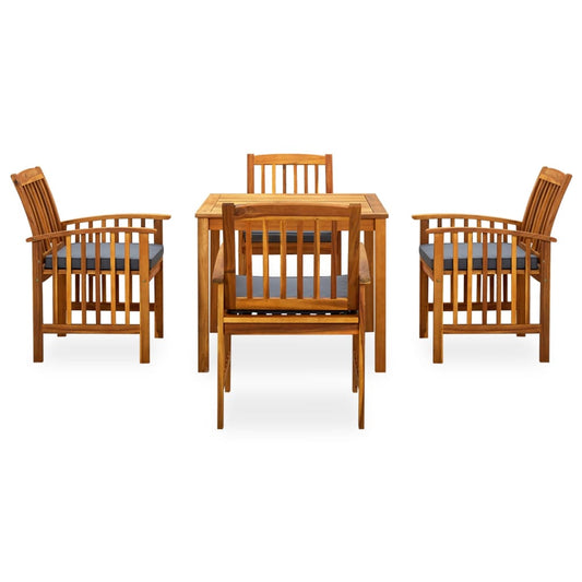 vidaXL Σετ Τραπεζαρίας Κήπου 5 τεμ. Μασίφ Ξύλο Ακακίας με Μαξιλάρια