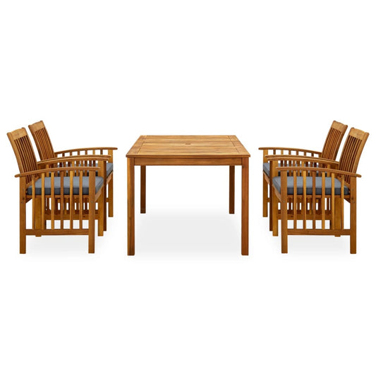 vidaXL Σετ Τραπεζαρίας Κήπου 5 τεμ. Μασίφ Ξύλο Ακακίας με Μαξιλάρια