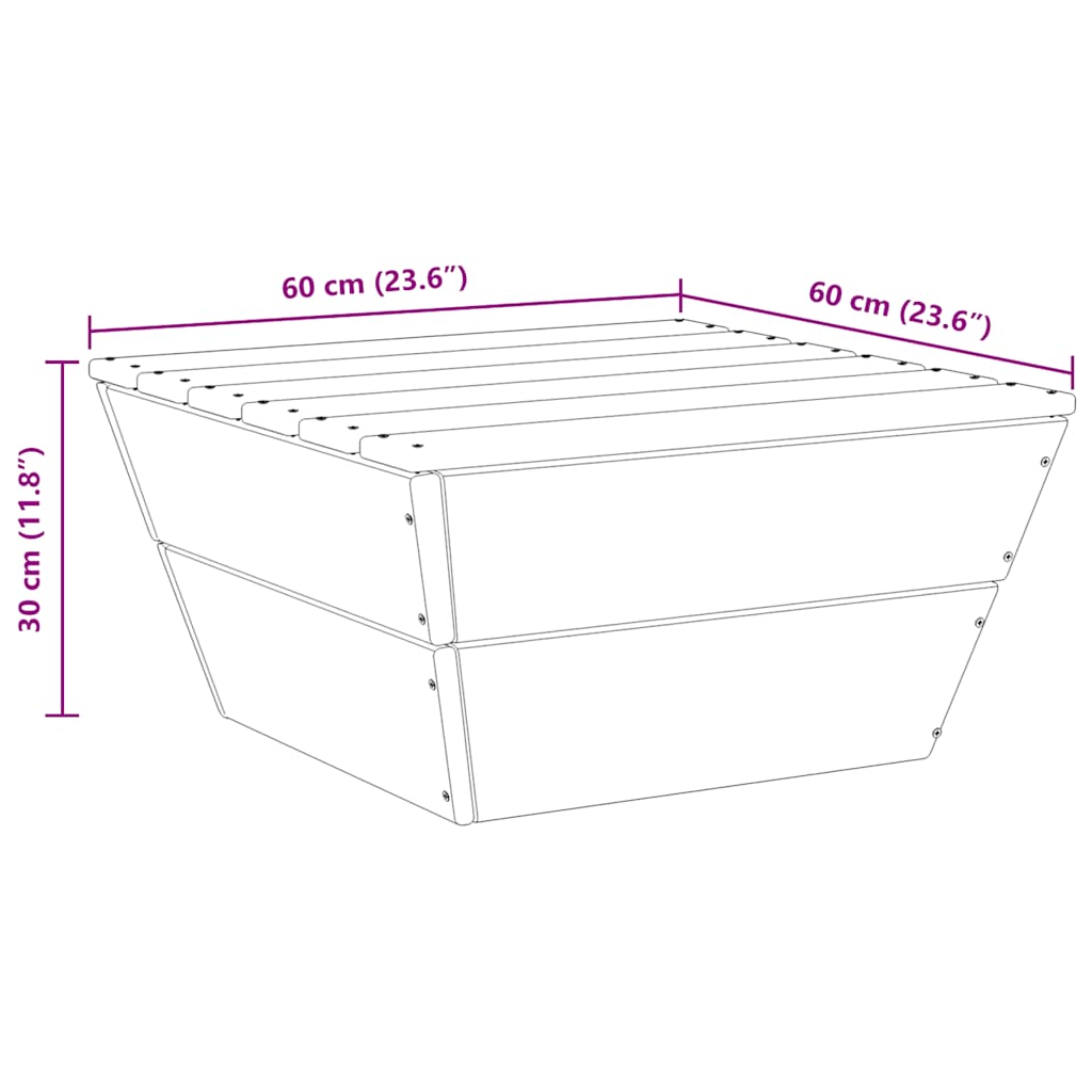 vidaXL Τραπέζια Κήπου 2 τεμ. 60x60x30 εκ. Εμποτισμένο Ξύλο Ερυθρελάτης