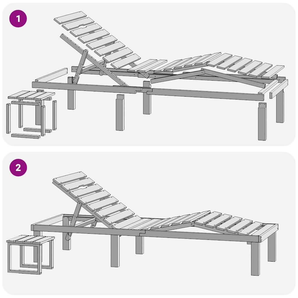 vidaXL Ξαπλώστρα Κήπου από Εμποτισμένο Ξύλο Πεύκου με Τραπεζάκι