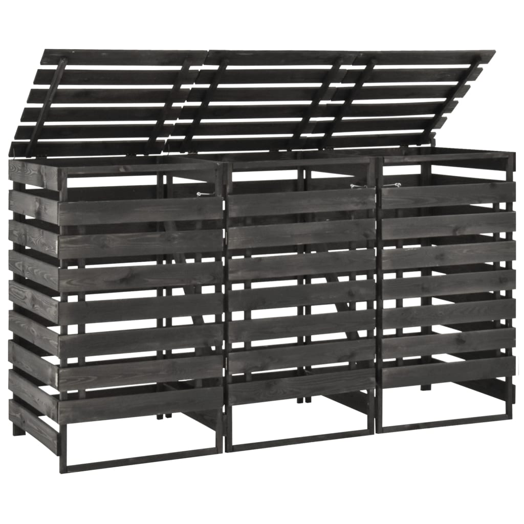 vidaXL Πλαίσιο Τριπλό για Κάδους 210x75x121 εκ. Βαμμένο Μασίφ Πεύκο