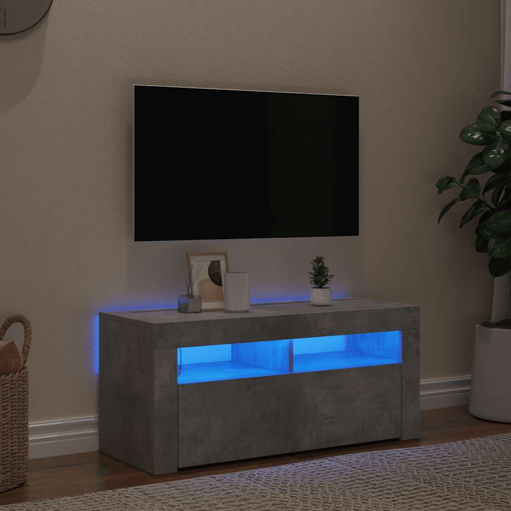 vidaXL Έπιπλο Τηλεόρασης με LED Γκρι Σκυροδέματος 90 x 35 x 40 εκ.