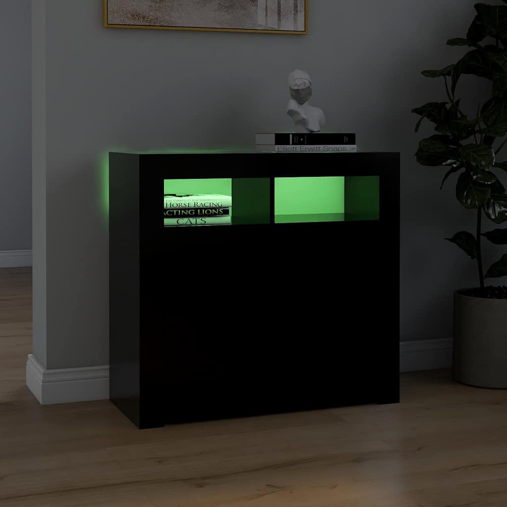 vidaXL Ντουλάπι με LED Μαύρο 80 x 35 x 75 εκ.