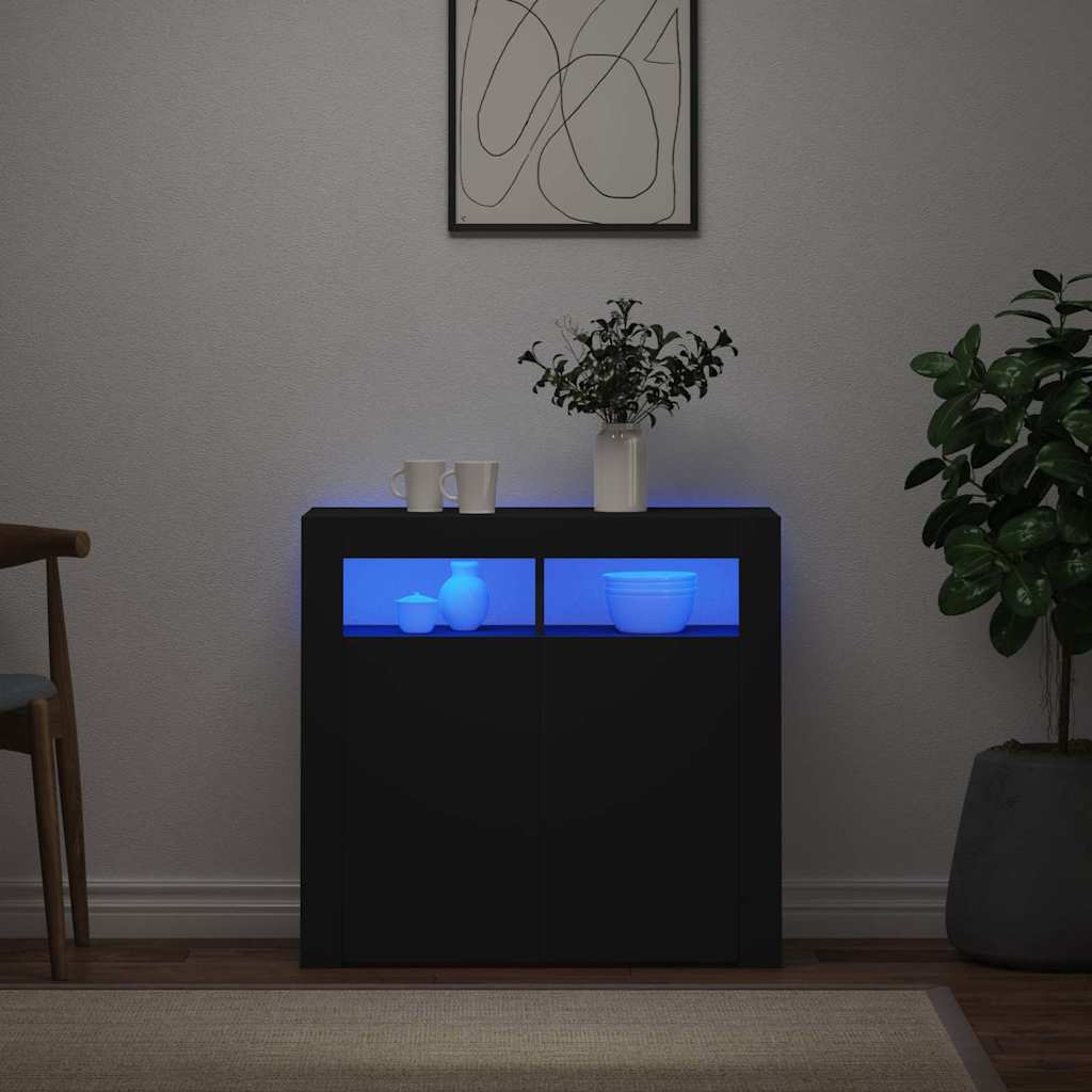 vidaXL Ντουλάπι με LED Μαύρο 80 x 35 x 75 εκ.