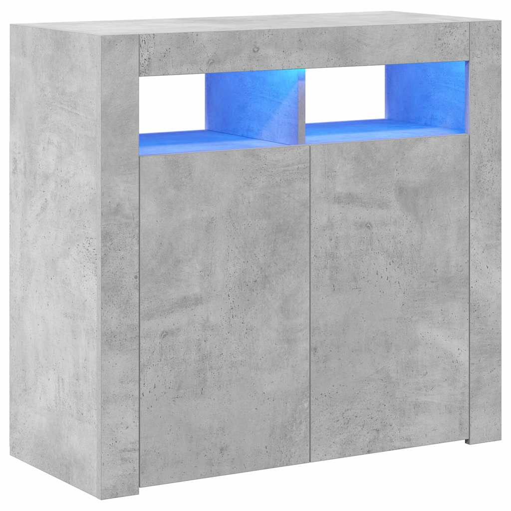 vidaXL Ντουλάπι με LED Γκρι Σκυροδέματος 80 x 35 x 75 εκ.