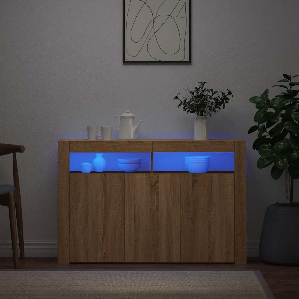 vidaXL Μπουφές με LED Sonoma Δρυς 115,5 x 30 x 75 εκ.