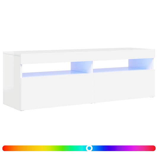 vidaXL Έπιπλο Τηλεόρασης με LED Γυαλιστερό Λευκό 120 x 35 x 40 εκ.