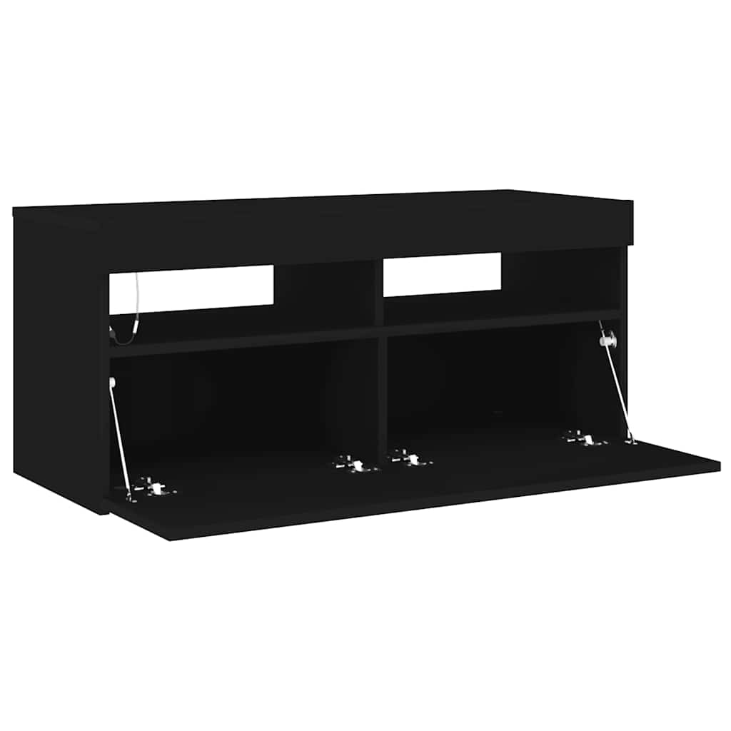 vidaXL Έπιπλο Τηλεόρασης με LED Μαύρο 90 x 35 x 40 εκ.