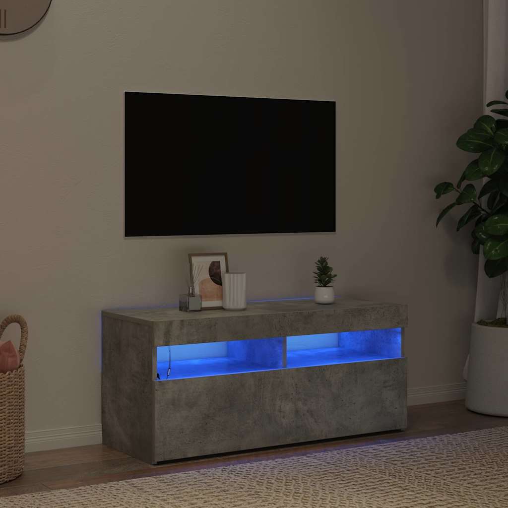 vidaXL Έπιπλο Τηλεόρασης με LED Γκρι Σκυροδέματος 90 x 35 x 40 εκ.