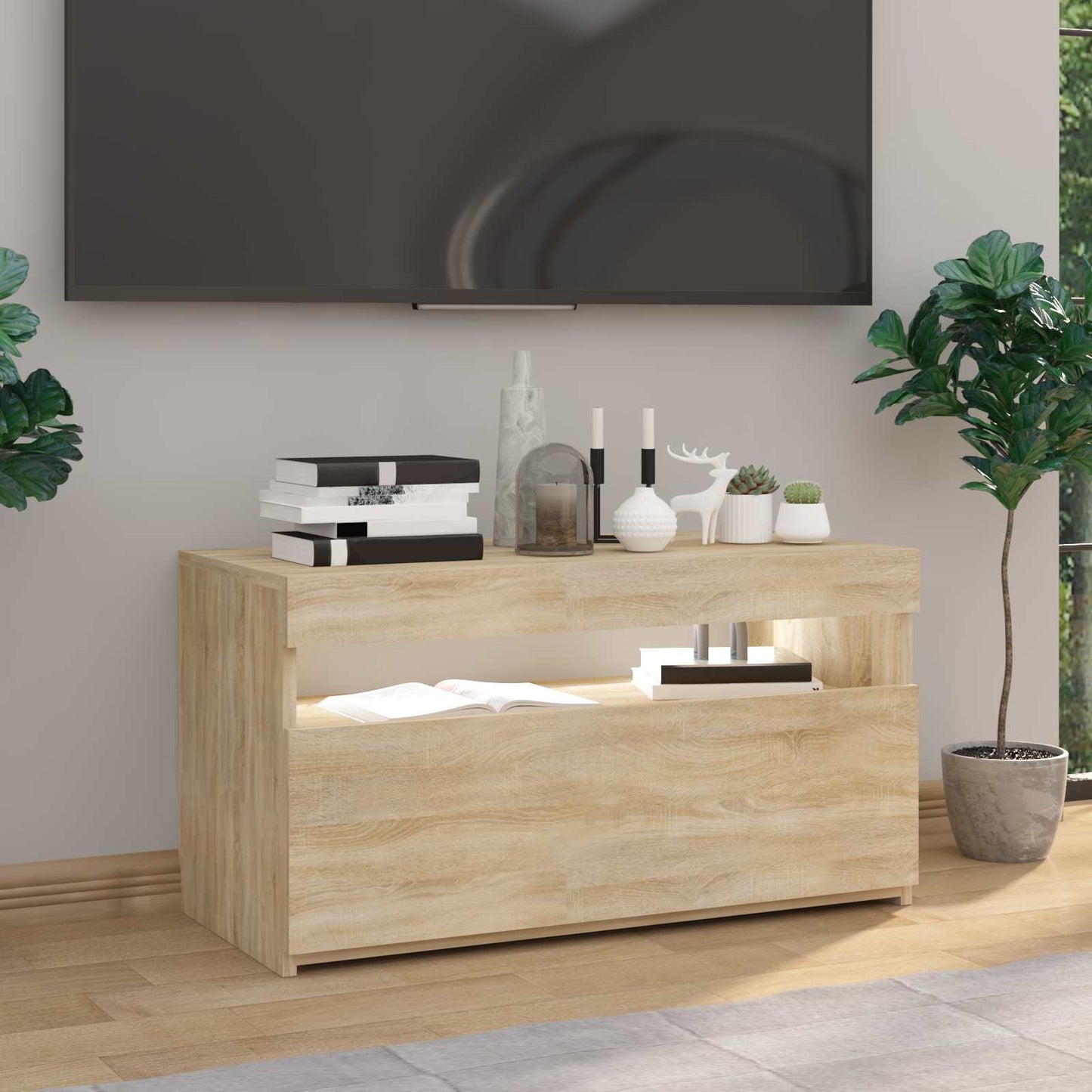 vidaXL Έπιπλο Τηλεόρασης με LED Sonoma Δρυς 75 x 35 x 40 εκ.