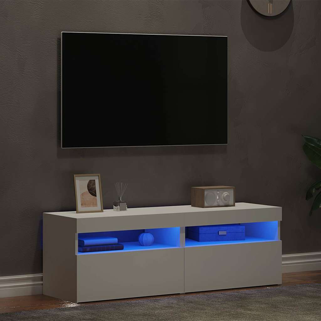 vidaXL Έπιπλα Τηλεόρασης με LED 2 τεμ. Λευκά 60 x 35 x 40 εκ.
