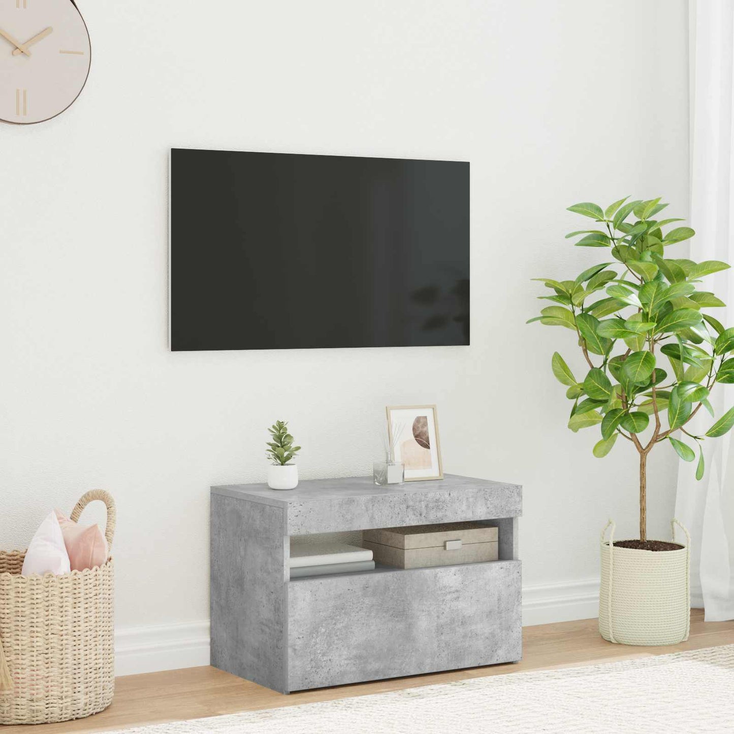vidaXL Έπιπλο Τηλεόρασης με LED Γκρι Σκυροδέματος 60 x 35 x 40 εκ.