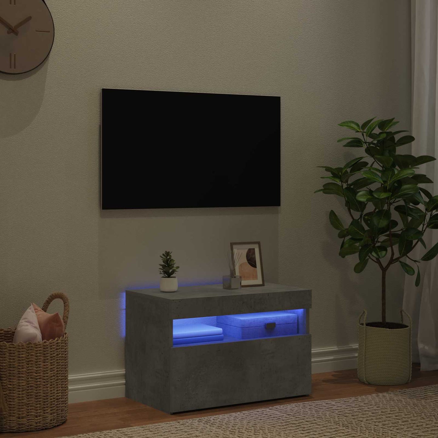 vidaXL Έπιπλο Τηλεόρασης με LED Γκρι Σκυροδέματος 60 x 35 x 40 εκ.