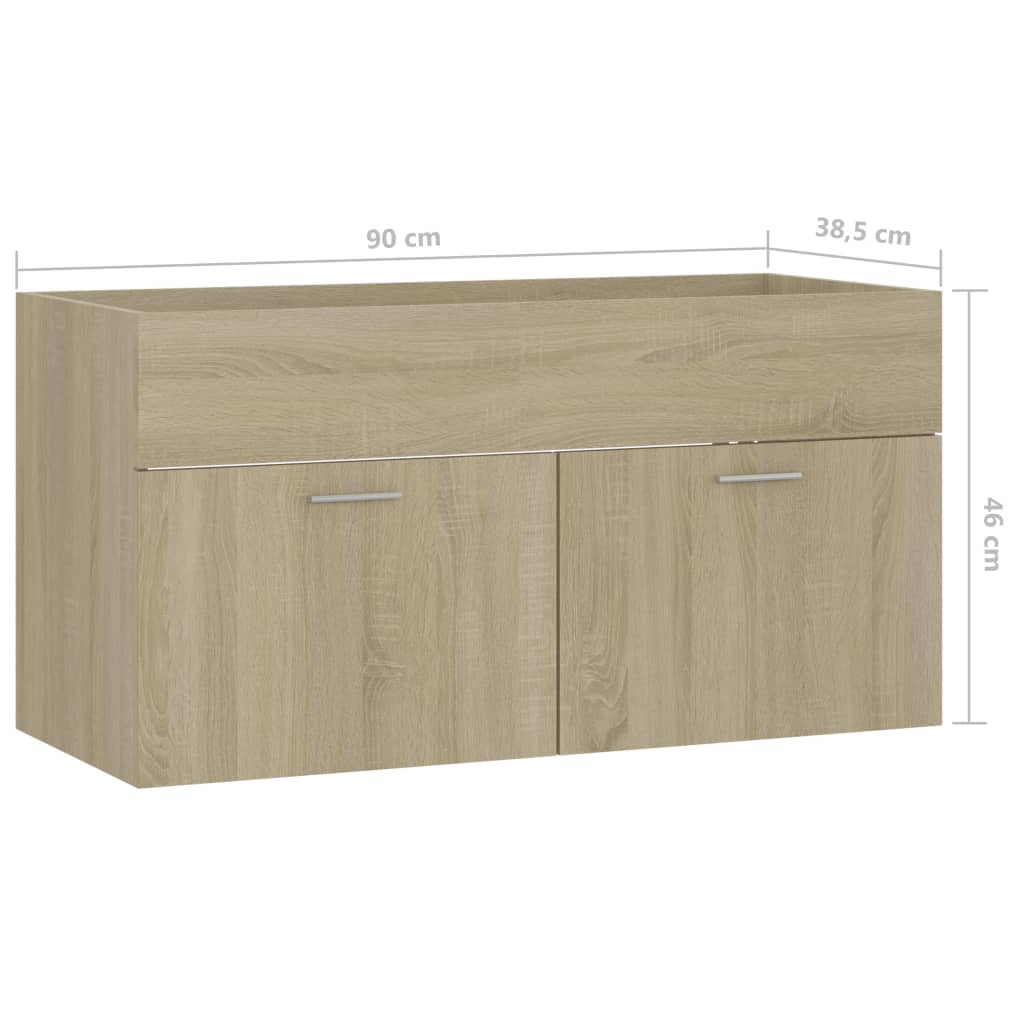 vidaXL Ντουλάπι Νιπτήρα Sonoma Δρυς 90 x 38,5 x 46 εκ. από Επεξ. Ξύλο