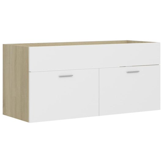 vidaXL Ντουλάπι Νιπτήρα Λευκό/Sonoma Δρυς 100x38,5x46 εκ. Επεξ. Ξύλο