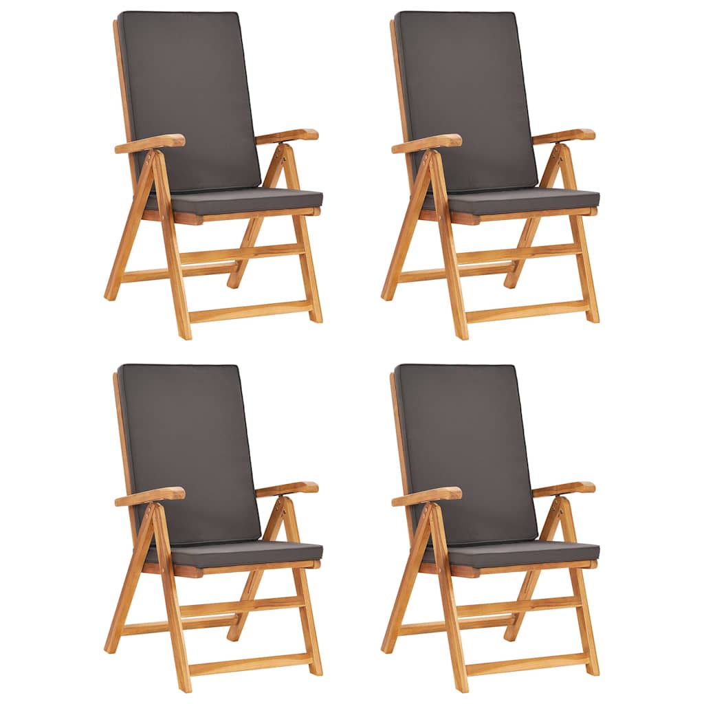 vidaXL Σετ Τραπεζαρίας Κήπου 5 τεμ. Μασίφ Ξύλο Teak με Γκρι Μαξιλάρια