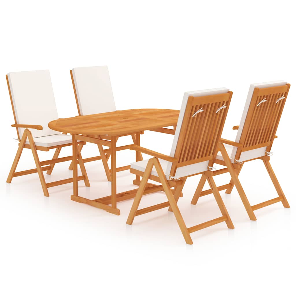 vidaXL Σετ Τραπεζαρίας Κήπου 5 τεμ. από Μασίφ Ξύλο Teak με Μαξιλάρια