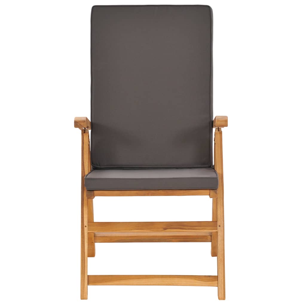 vidaXL Σετ Τραπεζαρίας Κήπου 5 τεμ. Μασίφ Ξύλο Teak με Γκρι Μαξιλάρια