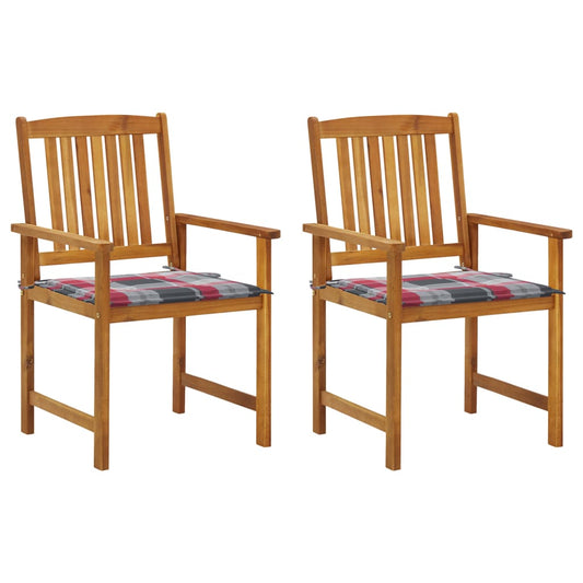 vidaXL Καρέκλες Κήπου 2 τεμ. Μασίφ Ξύλο Ακακίας με Μαξιλάρια
