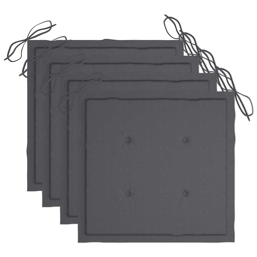 vidaXL Καρέκλες Κήπου 4 τεμ. Γκρι Μασίφ Ξύλο Ακακίας με Μαξιλάρια