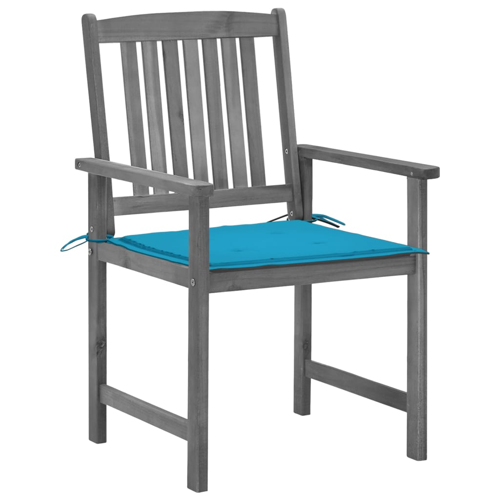 vidaXL Καρέκλες Κήπου 4 τεμ. Γκρι Μασίφ Ξύλο Ακακίας με Μαξιλάρια