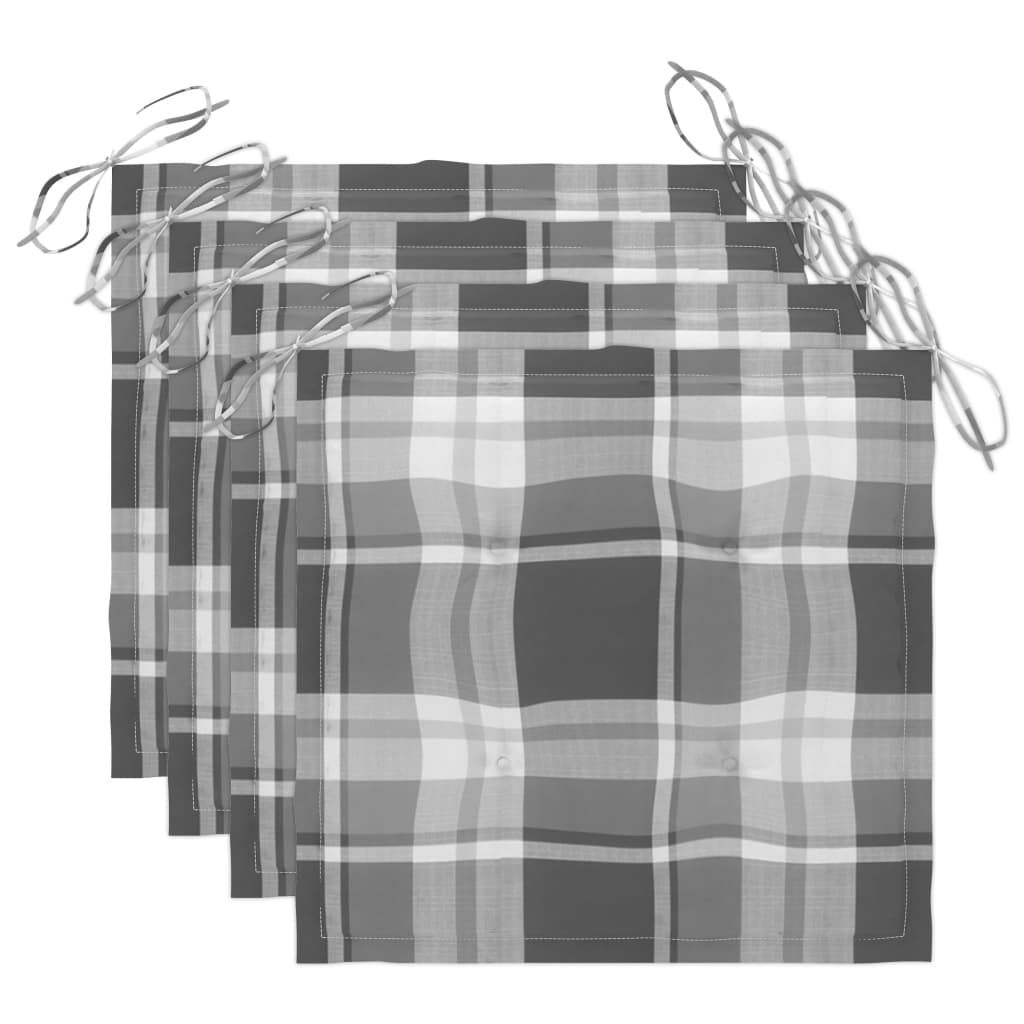 vidaXL Καρέκλες Κήπου 4 τεμ. Γκρι Μασίφ Ξύλο Ακακίας με Μαξιλάρια