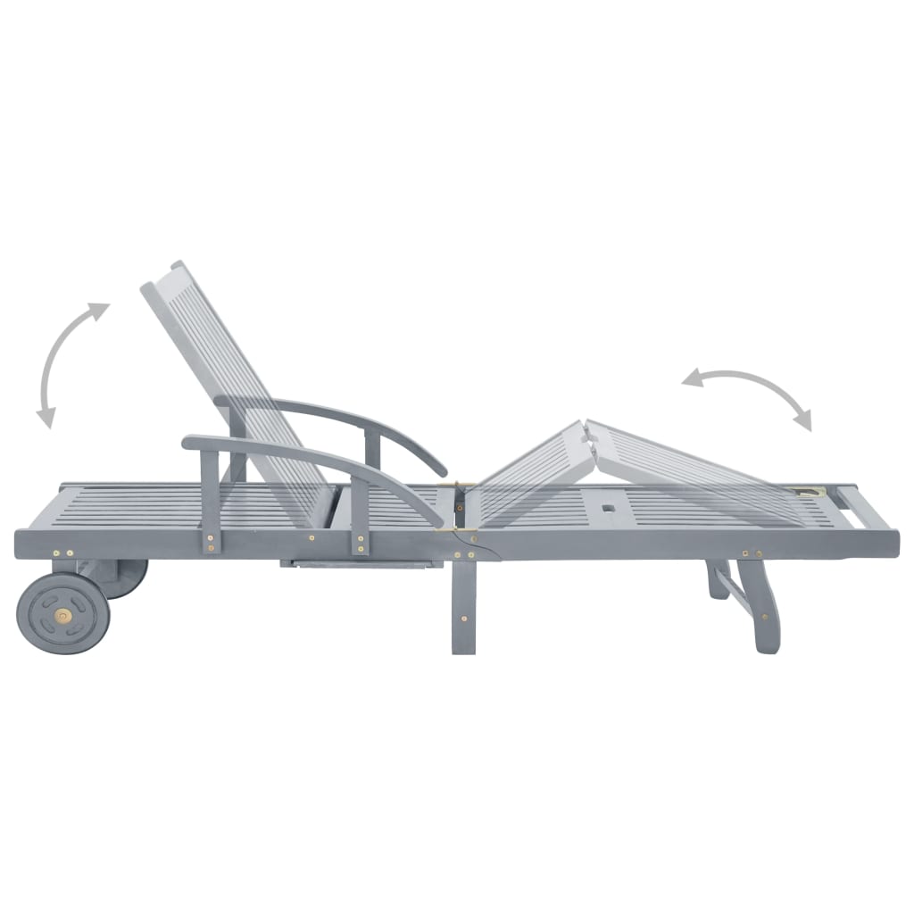 vidaXL Ξαπλώστρα Κήπου από Μασίφ Ξύλο Ακακίας με Μαξιλάρι