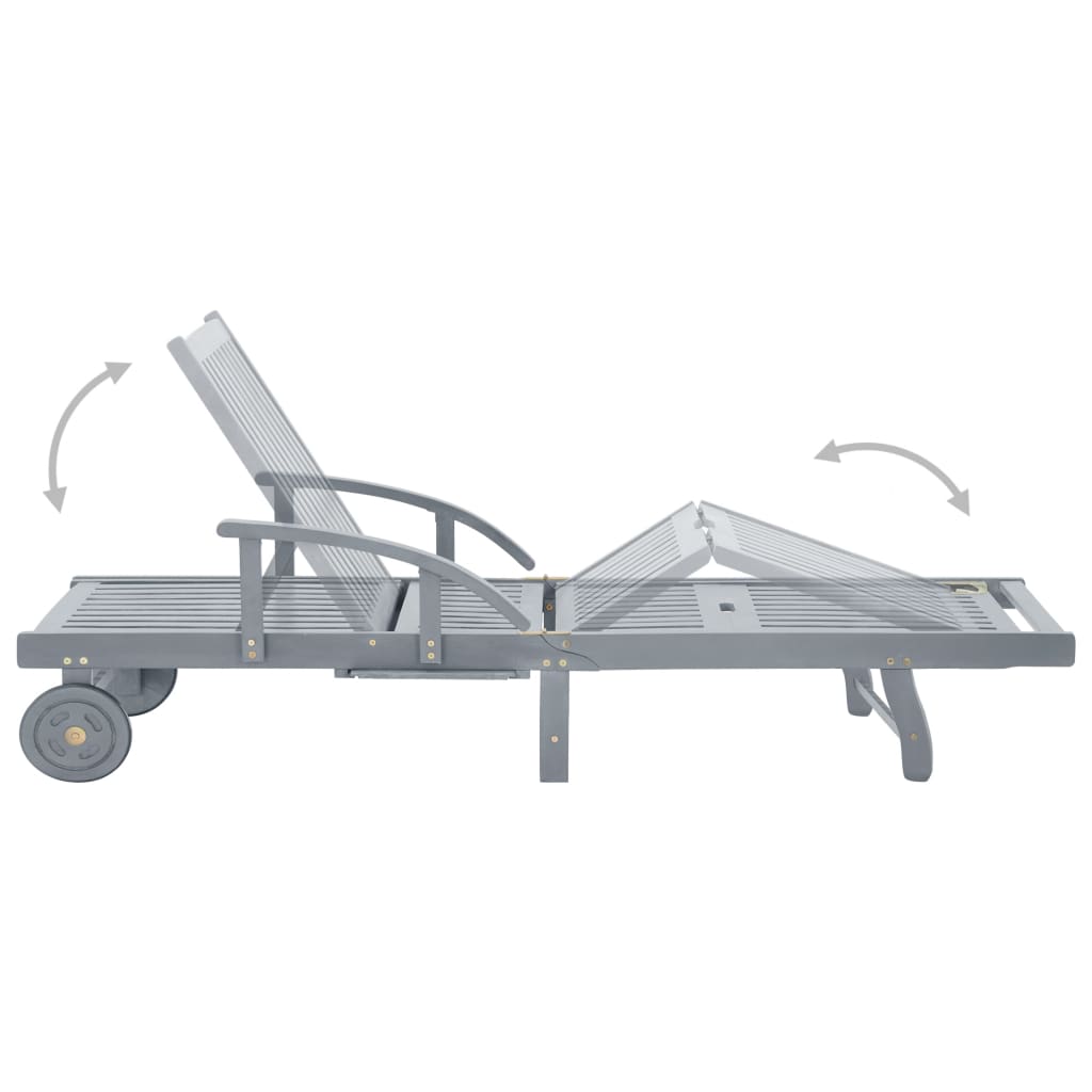 vidaXL Ξαπλώστρα Κήπου από Μασίφ Ξύλο Ακακίας με Μαξιλάρι