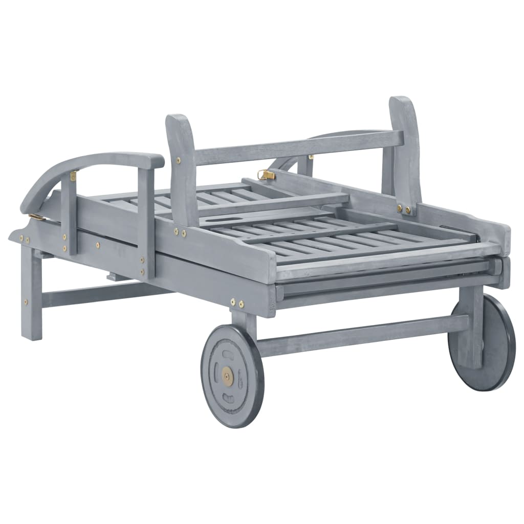 vidaXL Ξαπλώστρα Κήπου από Μασίφ Ξύλο Ακακίας με Μαξιλάρι