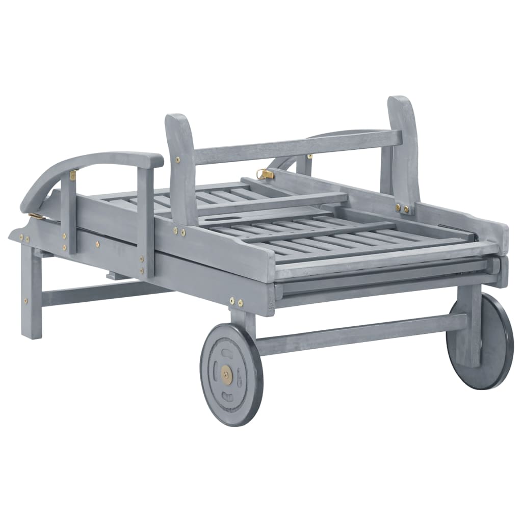 vidaXL Ξαπλώστρα Κήπου από Μασίφ Ξύλο Ακακίας με Μαξιλάρι