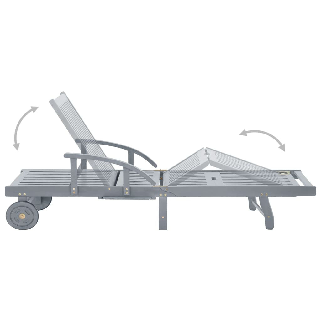 vidaXL Ξαπλώστρα Κήπου από Μασίφ Ξύλο Ακακίας με Μαξιλάρι