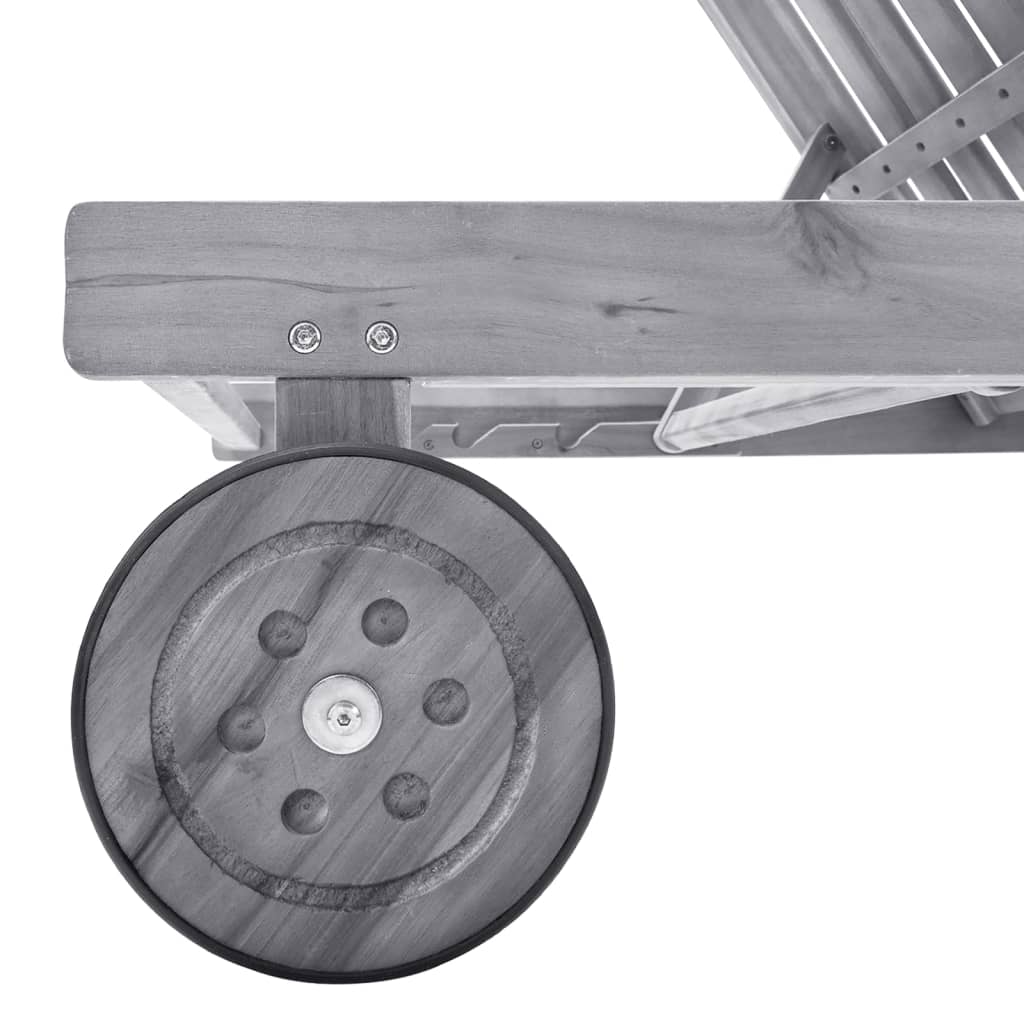 vidaXL Ξαπλώστρα Κήπου Γκρι από Μασίφ Ξύλο Ακακίας με Μαξιλάρι