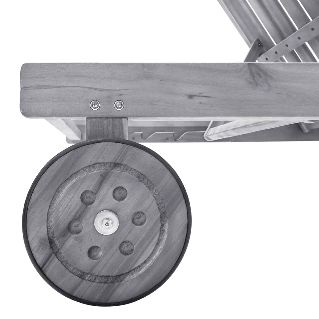 vidaXL Ξαπλώστρα Κήπου Γκρι από Μασίφ Ξύλο Ακακίας με Μαξιλάρι
