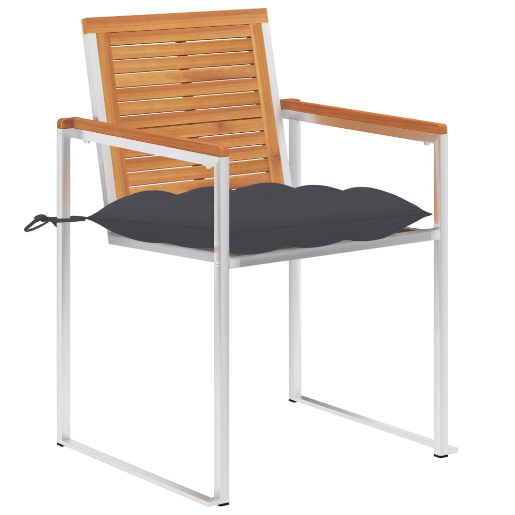vidaXL Καρέκλες Κήπου 2 τεμ. Μασίφ Ξύλο Ακακίας/Ατσάλι με Μαξιλάρια