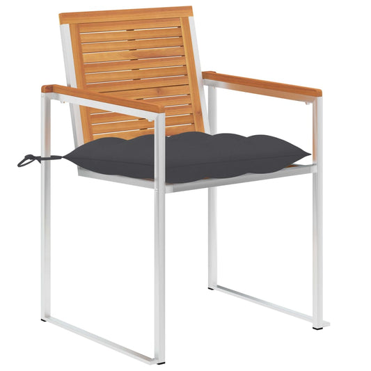 vidaXL Καρέκλες Κήπου 2 τεμ. Μασίφ Ξύλο Ακακίας/Ατσάλι με Μαξιλάρια