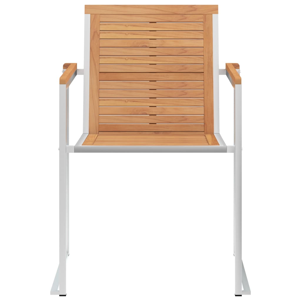 vidaXL Καρέκλες Κήπου 2 τεμ. από Μασίφ Ξύλο Teak/Ατσάλι με Μαξιλάρια