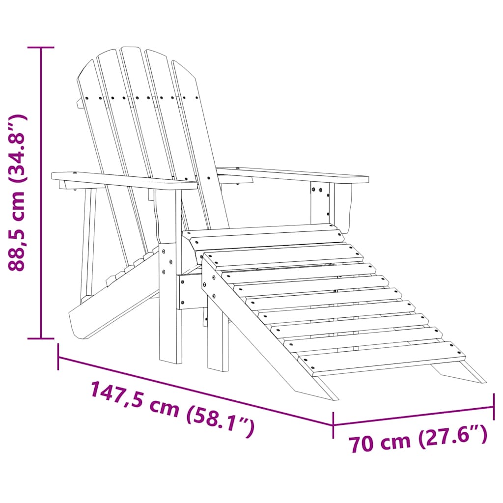 vidaXL Καρέκλα Κήπου Adirondack με Υποπόδιο Ροζ από Ξύλο Ελάτης