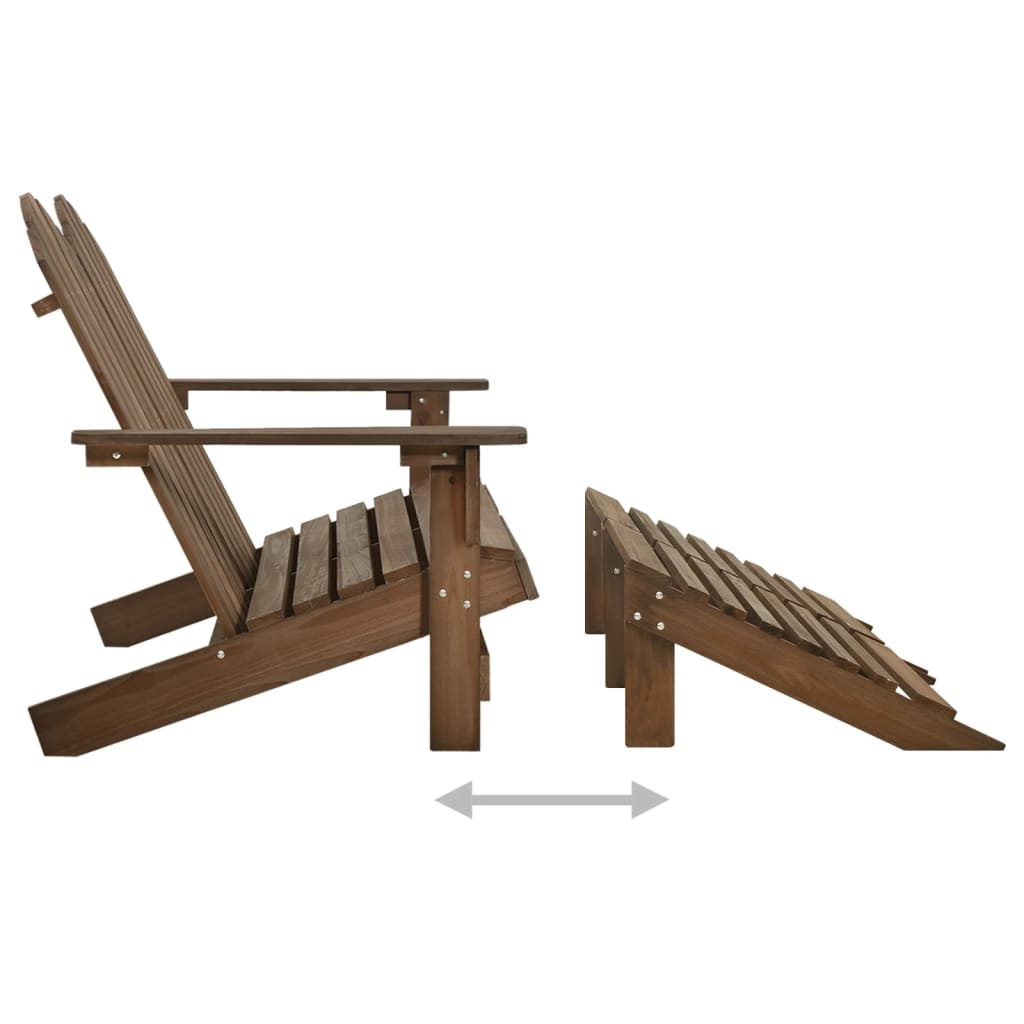 vidaXL Καρέκλα Κήπου Adirondack Διθέσια Καφέ Ξύλο Ελάτης & Υποπόδιο