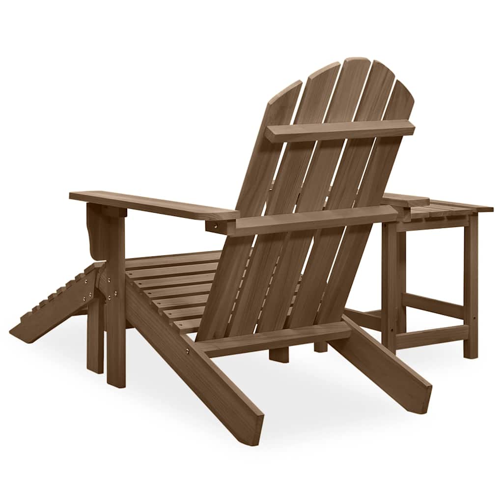 vidaXL Καρέκλα Κήπου Adirondack Καφέ με Ottoman & Τραπέζι Ξύλο Ελάτης