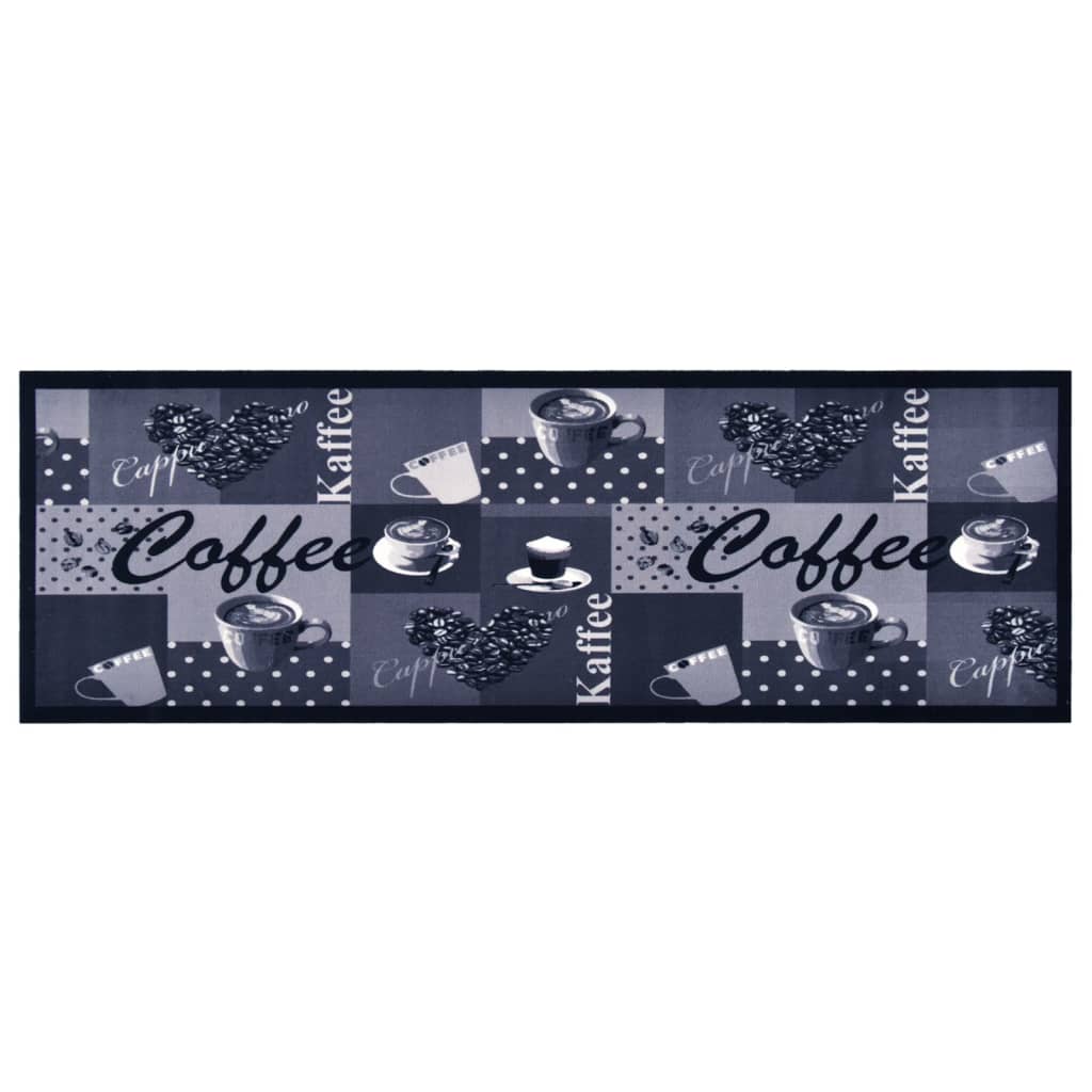 vidaXL Πατάκι Κουζίνας Σχέδιο Coffee Μπλε Πλενόμενο 60 x 300 εκ.
