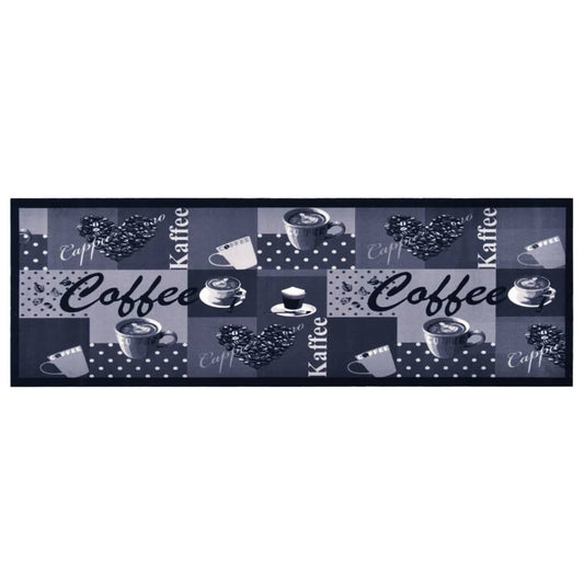 vidaXL Πατάκι Κουζίνας Σχέδιο Coffee Μπλε Πλενόμενο 60 x 300 εκ.