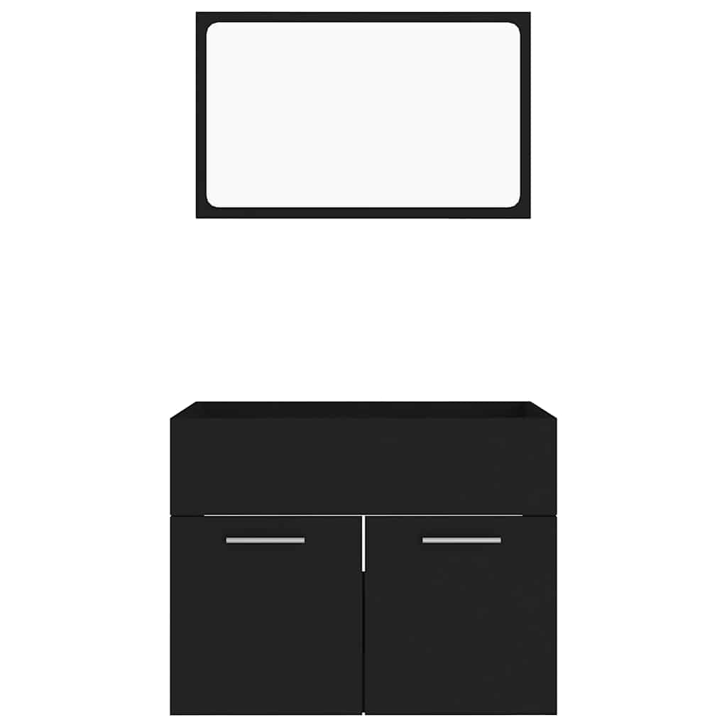 vidaXL Σετ Επίπλων Μπάνιου 2 Τεμαχίων Μαύρο από Μοριοσανίδα