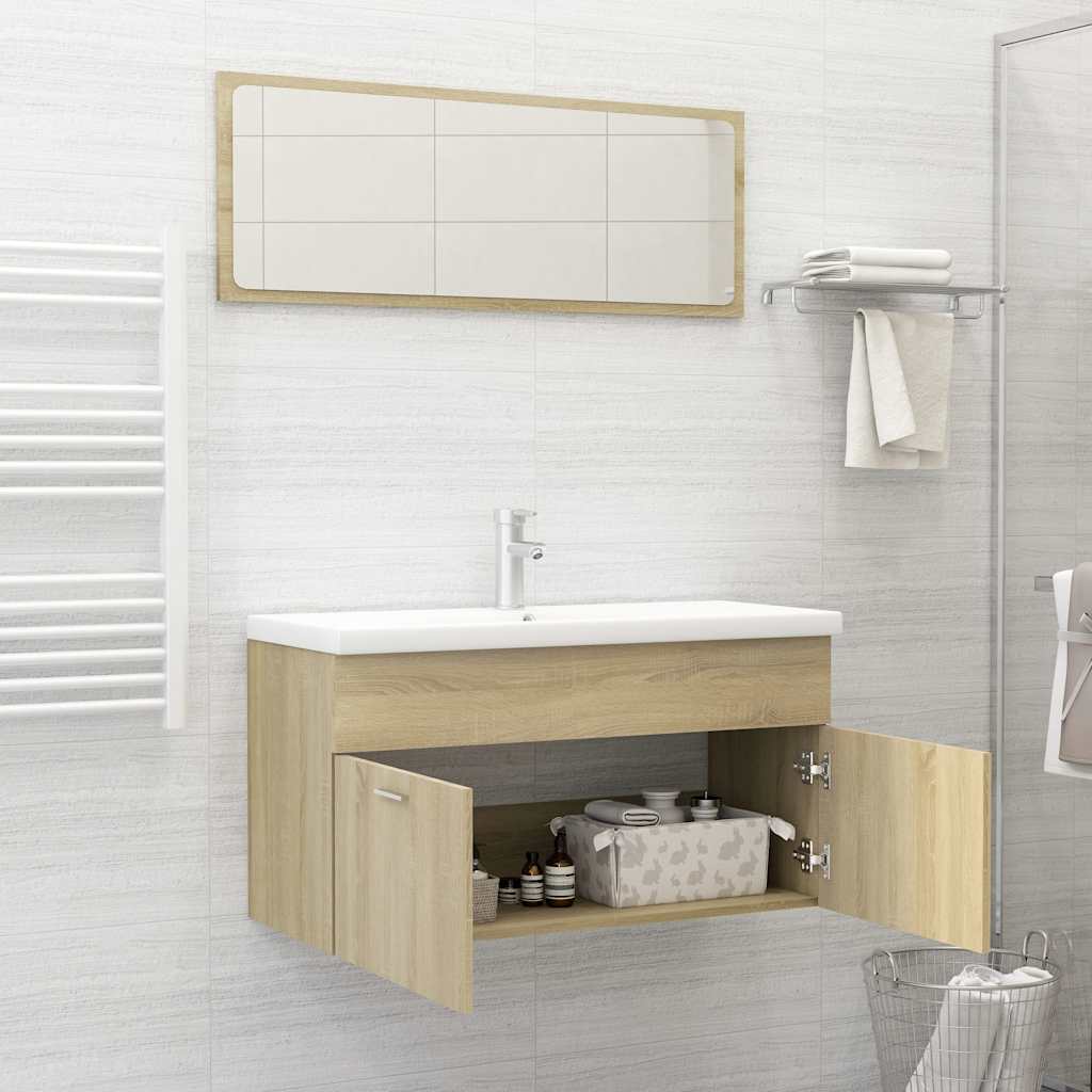 vidaXL Σετ Επίπλων Μπάνιου 2 Τεμαχίων Sonoma Δρυς από Επεξ. Ξύλο
